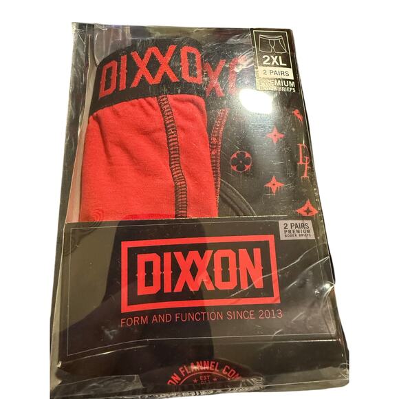 Dixxon Premium Boxer Briefs, Two-Pack, Size 2XL, Red Dixxon Flannel Logo, NWT - Picture 1 of 3